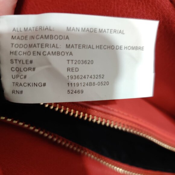 Red Faux Leather Leopard Accent Satchel Crossbody Bag Y2K Maximalist Statement - Picture 5 of 8